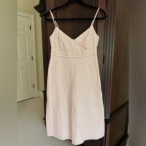 J. Crew Striped Sundress Pale Pink and Green. Fully Lined. Back Zipper Preppy
